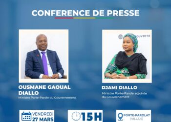 Ousmane Gaoual Diallo et Djami Diallo en conférence de presse ce vendredi